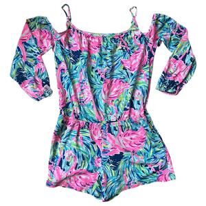 Lilly Pulitzer Candice Romper in Multi Flamenco Beach Girl's XL 12 14